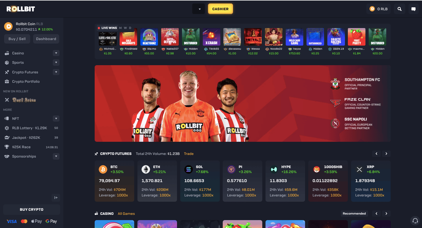 Rollbit.com homepage